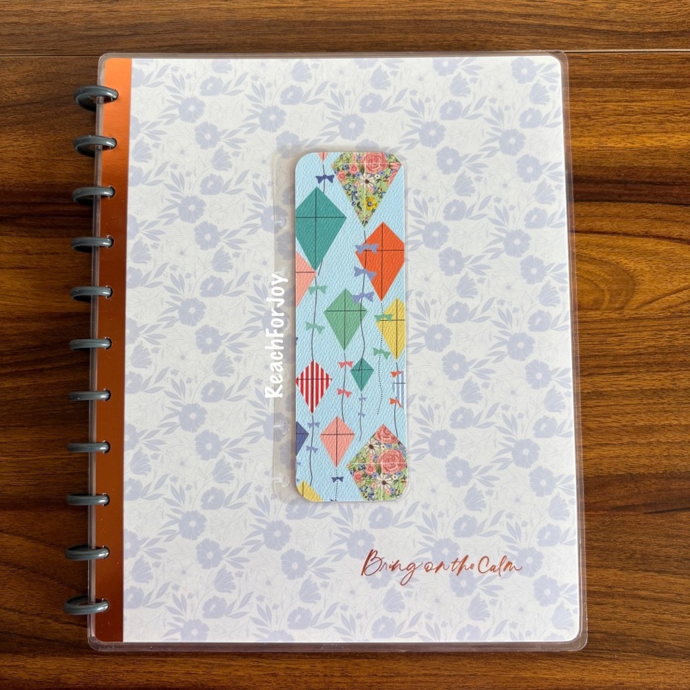 Happy Planner Bookmark Kites Page Holder Handmade Vintage Feel Blue Orange